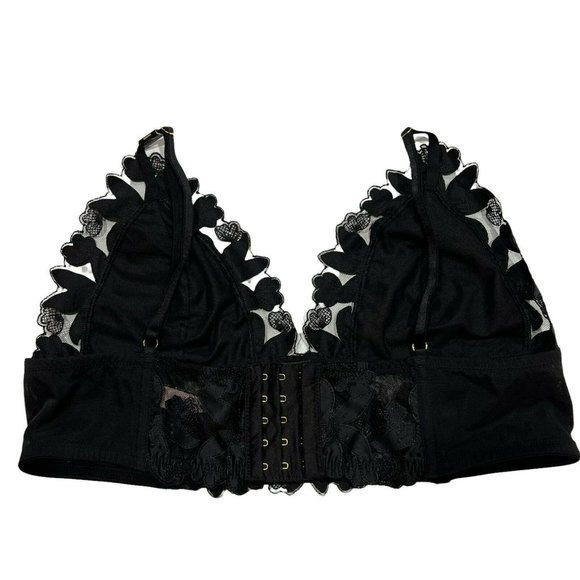 NWT VICTORIA'S SECRET Bralette XL Black Silky Lace - Picture 2 of 5